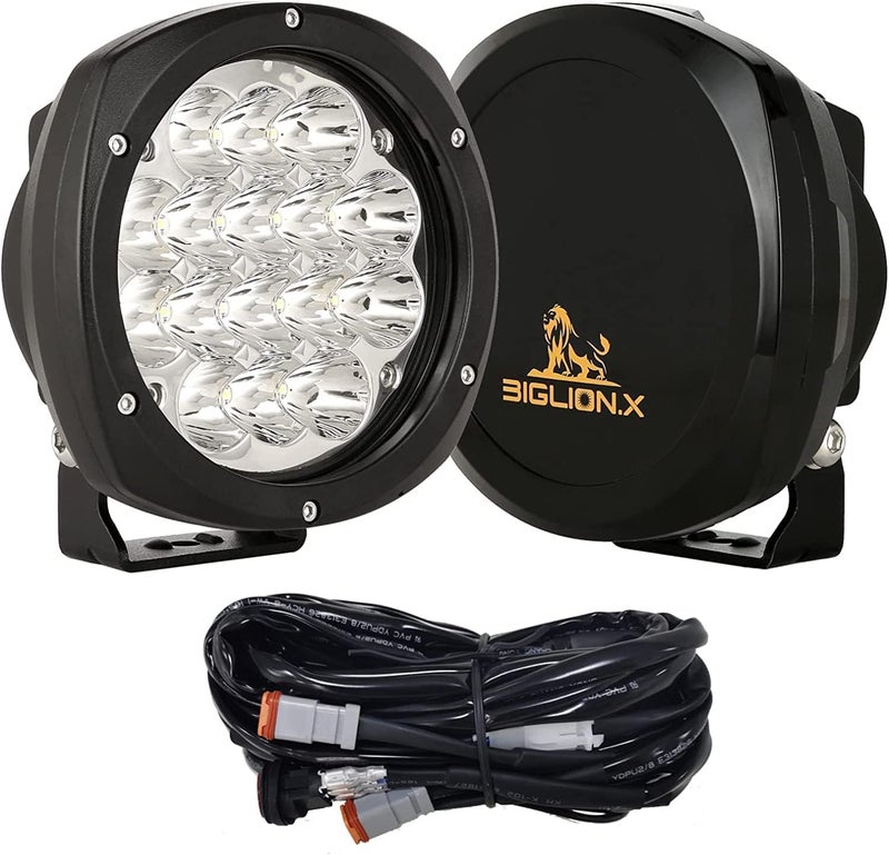 BIGLION.X 5Inch 160W Round LED Driving Lights Off Road Spot Lights 18800LM with Wiring Harness Waterproof IP69K - Image 1