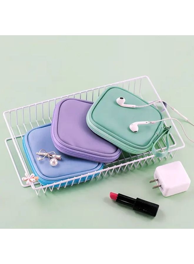 Green Faux Leather Earphone Charger Organizer Portable Cable Storage Bag - Image 5