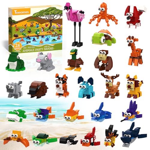 Tenhorses Party Favors for Kids Building Set 26 Pack Animals Building Block Toys Valentines Classroom Prizes Goodie Bags Easter Basket Stuffers Christmas Birthday Gift for Kids 812 803PCS - Image 1