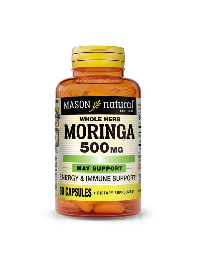 MASON NATURAL Moringa 500 mg - Supports Energy Metabolism and Inflammatory Response, Antioxidant Immune Support Herbal Supplement, 60 Capsules - Image 1