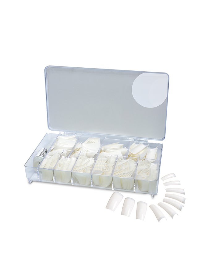 brunson False Nail Natural Fake Tips Box of 10 Sizes 500 Peices With Glue BFWNT500 - Image 1