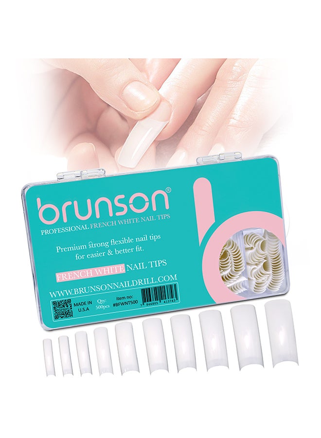 brunson False Nail Natural Fake Tips Box of 10 Sizes 500 Peices With Glue BFWNT500 - Image 4