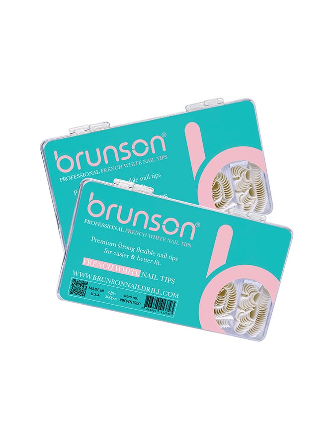 brunson False Nail Natural Fake Tips Box of 10 Sizes 500 Peices With Glue BFWNT500 - Image 2