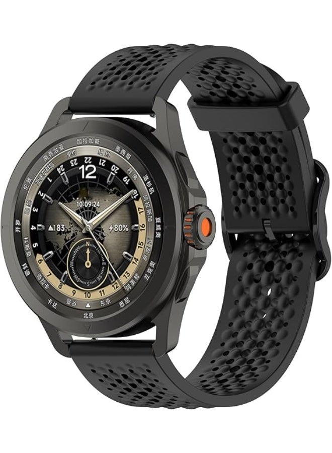 Silicone Bands Compatible with Huawei GT5/GT5Pro/GT4/GT3/GT2 46mm, 22mm Soft Replacement Strap for Huawei GT 5/4 46mmBand Women Men black - Image 2