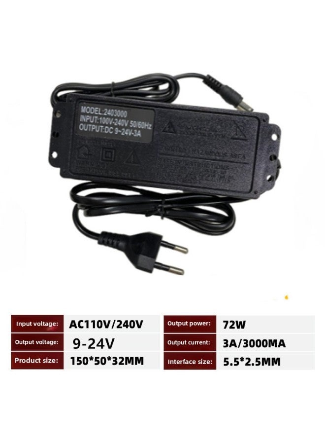 Adjustable Power Adapter 3-12V5A 3-24V 9-24V3A Dimming Temperature Regulating Speed Control Switching Power Supply-Color:9-24V3A European Standard-Specifications:With 8 Common Adapter