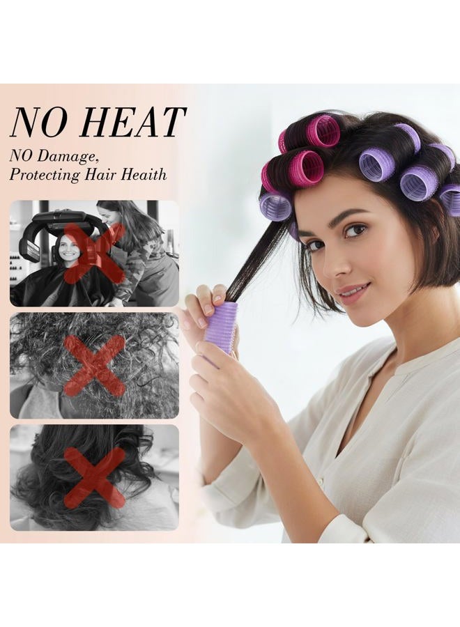 obeoby 24 Pcs Self-Grip Small Hair Rollers Set, Curlers for Women Short Hair and Bangs, No Heat Hair Curlers to sleep in (25 mm, Rose Red and Purple) - Image 5