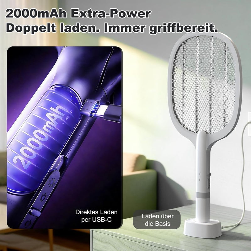 ALKAYAN Electric Fly Swatter with USB-C Charging Base, 5000 V Electric Fly Catcher In... - Image 5