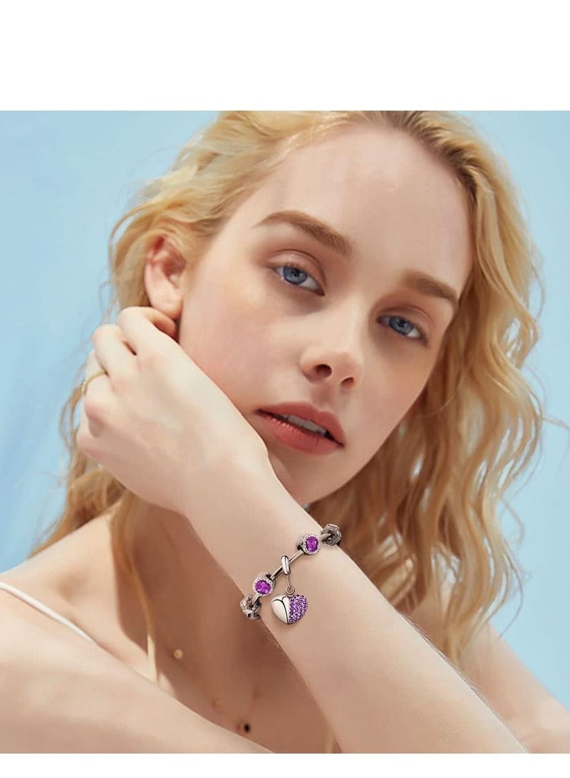 Excefore Women's Bead Charm, Sterling Silver Heart Charm, 925 Sterling Silver Dangle Pendants Beads Charms Jewelry Gift for Women Girls - Image 5