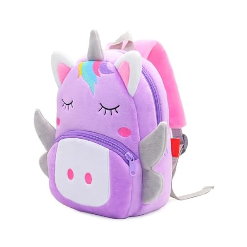 Frantic Kids Soft Animal Cartoon Travelling School Bag Soft Plush Backpacks Boys Girls Baby for 2 to 5 Years Baby/Boys/Girls Nursery(Sleeping Unicorn Purple) - Image 2