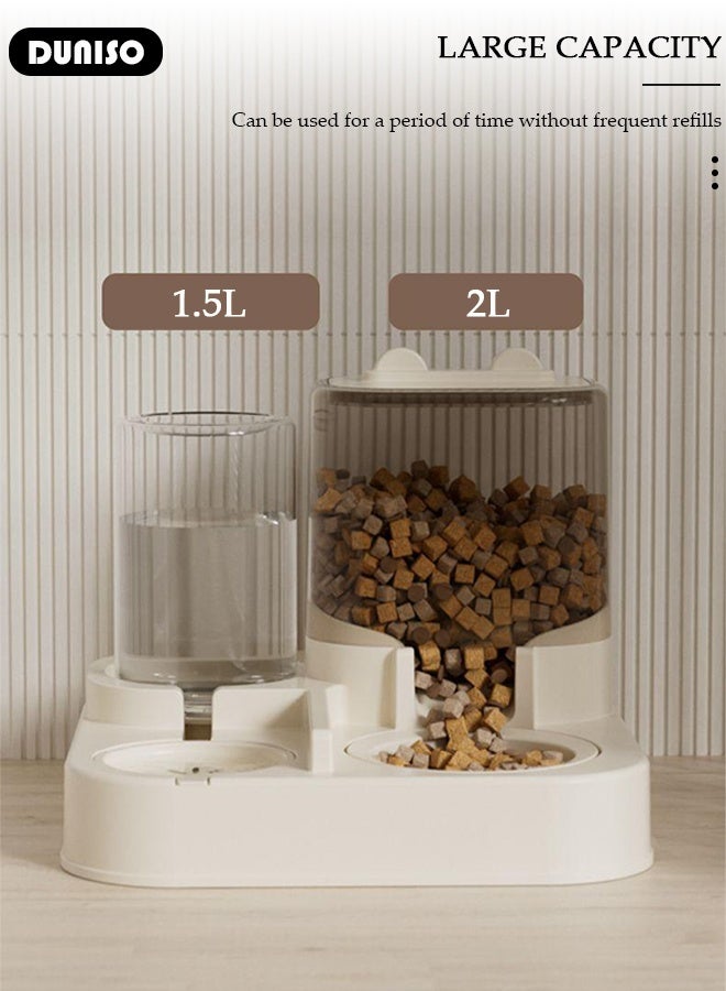 DUNISO مغذي تلقائي للكلاب 2 في 1 مغذي جراء مع وعاء طعام، موزع طعام قطط بسعة كبيرة، مغذي حيوانات أليفة، تخزين طعام حيوانات أليفة متعدد الوظائف للكلاب والقطط الصغيرة والمتوسطة - Image 3