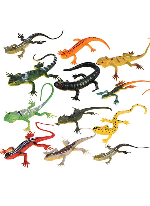 12 Assorted Lizard Model Toys for Kids 12 colored lizards (packaging needs to be stuck to place a single message note)