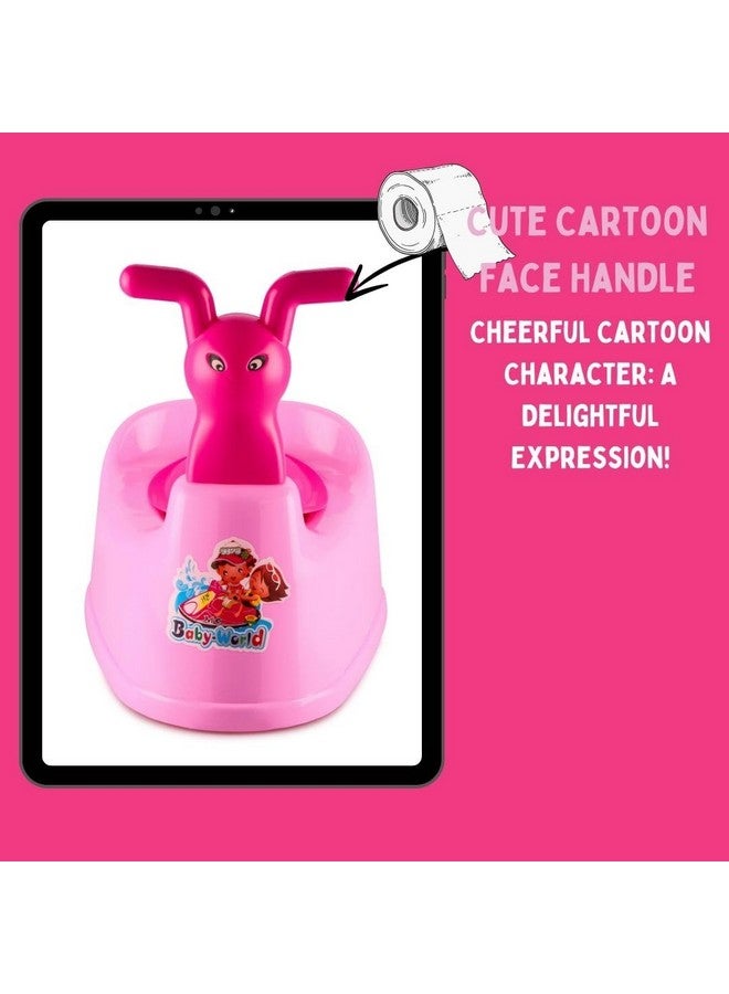 نابيا مقعد تدريب مرحاض بلاستيكي للأطفال على استخدام المرحاض مع وجه كرتوني وصينية قابلة للإزالة وغطاء للإغلاق (وردي) - Image 3