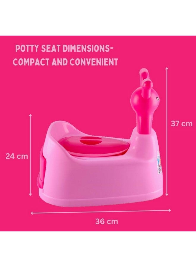 نابيا مقعد تدريب مرحاض بلاستيكي للأطفال على استخدام المرحاض مع وجه كرتوني وصينية قابلة للإزالة وغطاء للإغلاق (وردي) - Image 5