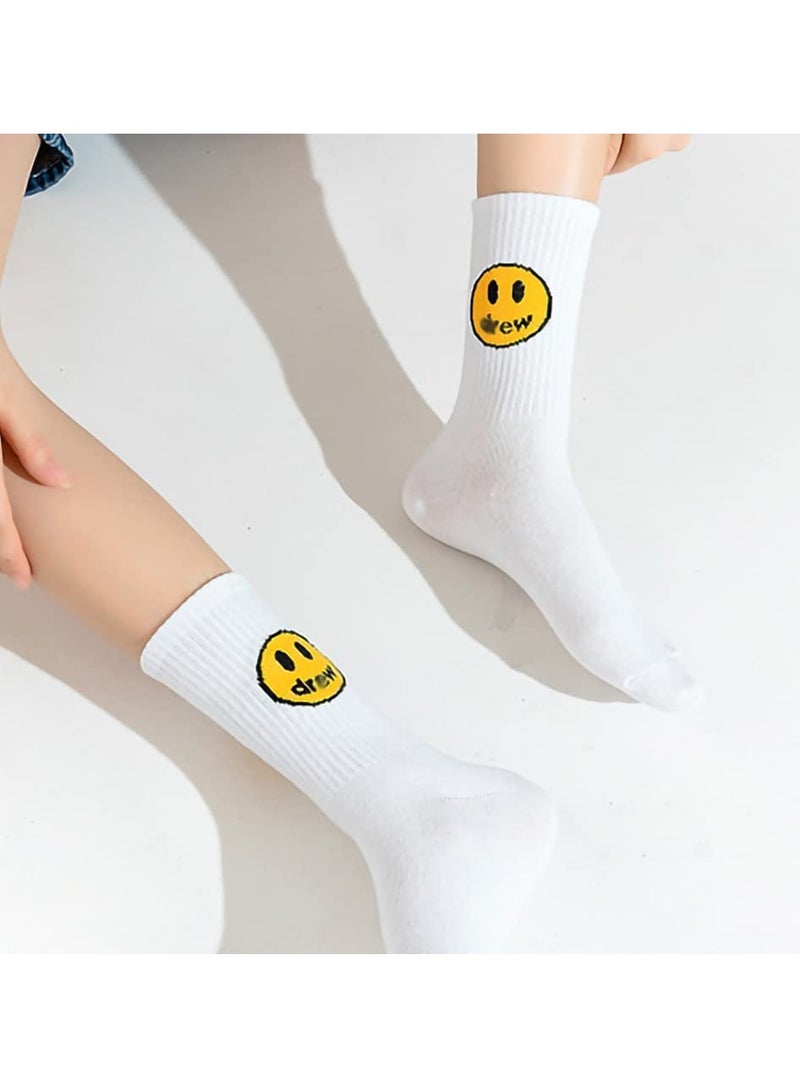 KASTWAVE Unisex Cotton Socks, Cotton Work Casual Crew Socks for Men and Women, Fashion Funny House Socks, Assorted Mid-calf Comfort Crew Socks (Smiling Face, 4 Pair) - Image 3