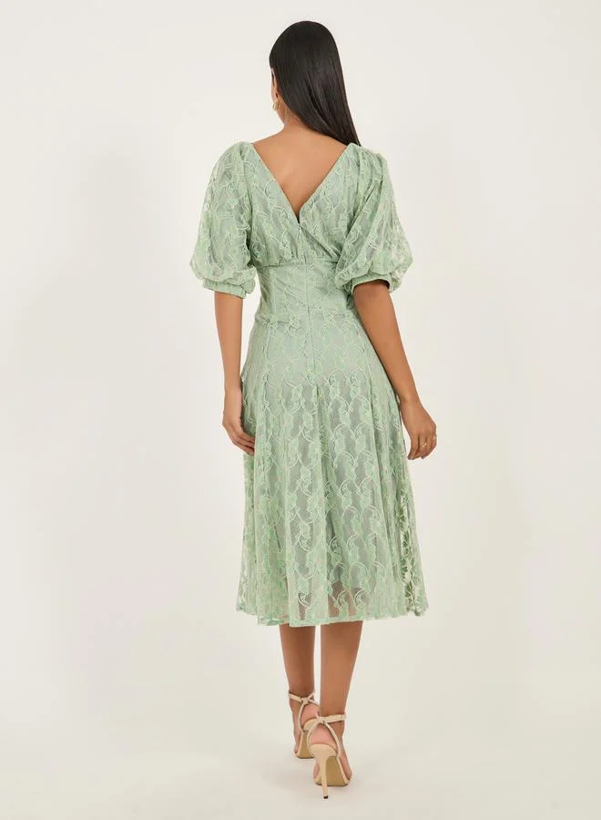 Styli Lace Puff Sleeve Dress