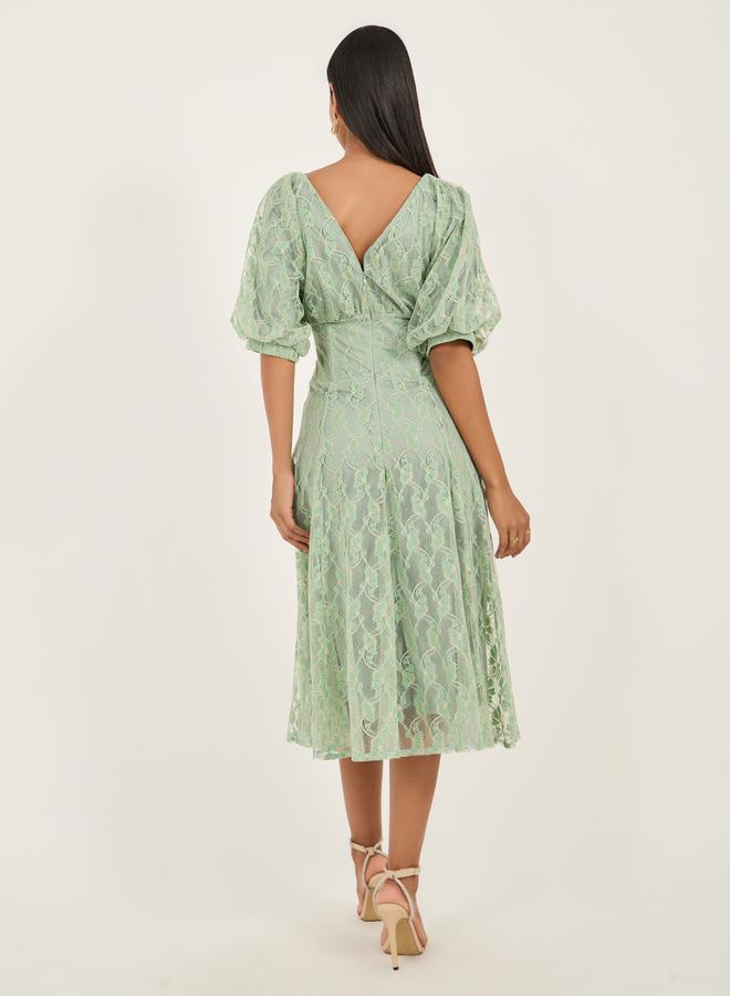 Styli Lace Puff Sleeve Dress - Image 5