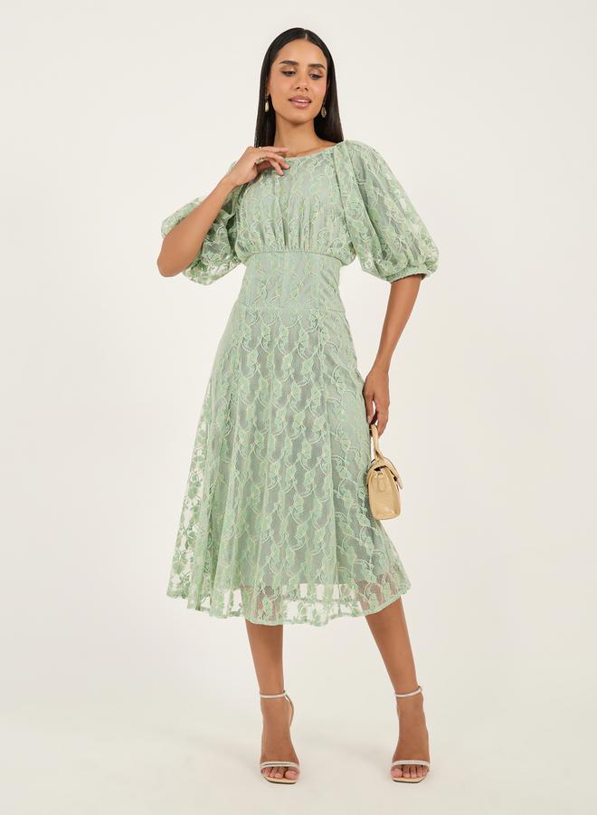 Styli Lace Puff Sleeve Dress - Image 2