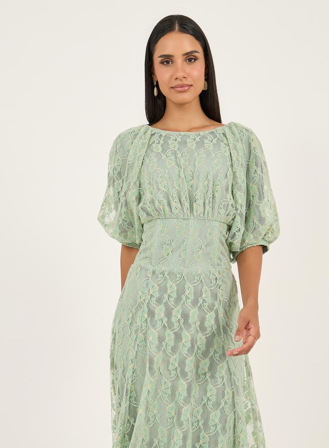 Styli Lace Puff Sleeve Dress - Image 3