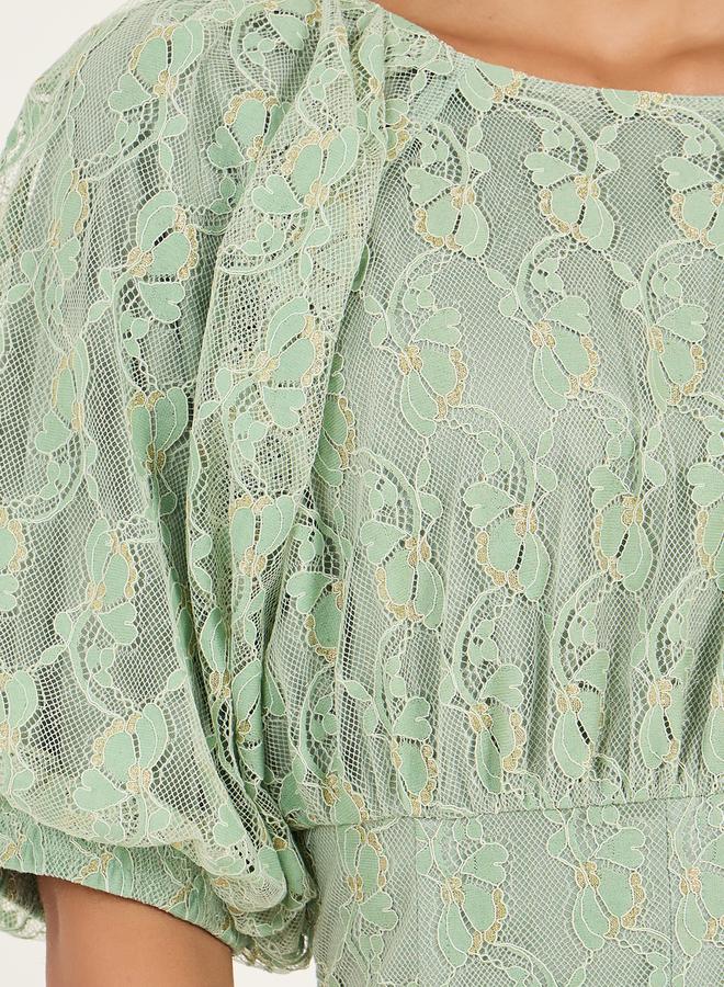 Styli Lace Puff Sleeve Dress - Image 4