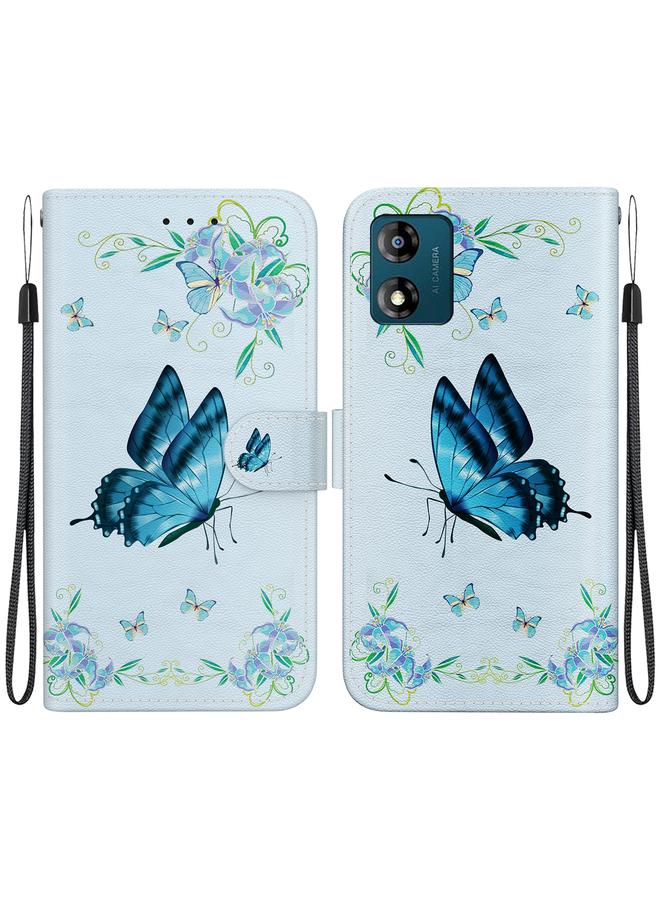 اس-توب جراب هاتف موتورولا موتو E13 مصنوع من الجلد برسومات ملونة وملمس كريستالي - Image 1