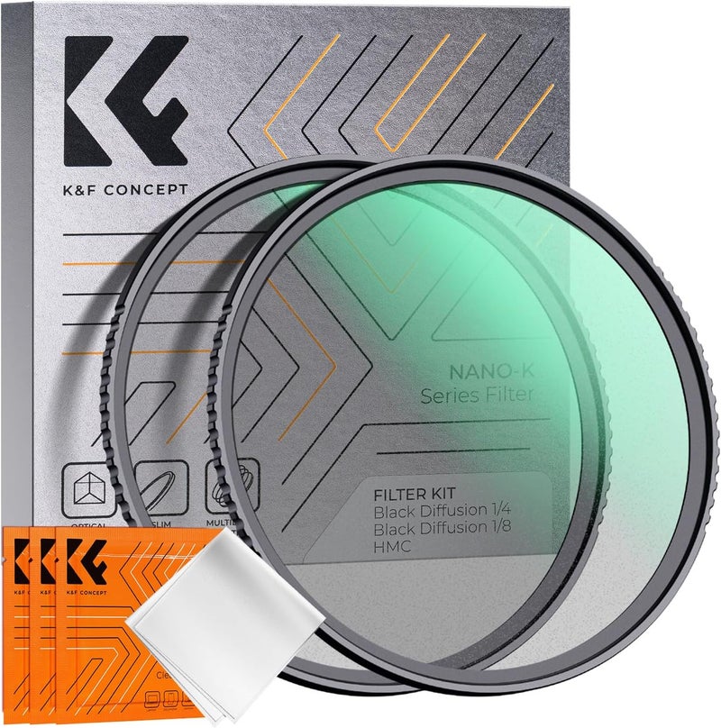 كيه آند إف كونسبت طقم مرشحات K&F CONCEPT 67 مم انتشار أسود 1/4 + 1/8 مرشحات عدسة توهج ناعم ضبابي (سلسلة نانو-كاي) - Image 1