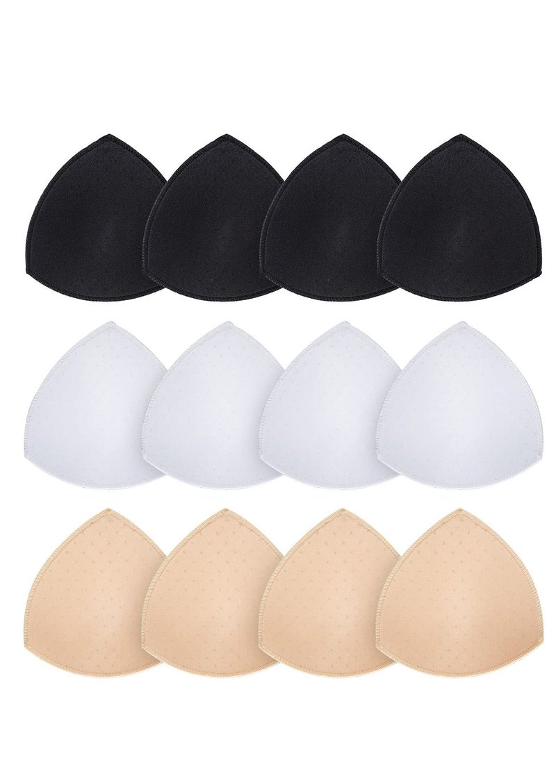 SYOSI Bra Pad Inserts, Ultra-thin Flesh-colored Black and White Sponge Triangle Bra Pad Replacement Bra Pad Sports Swimwear Inserts Women's Comfortable Sports Cups for Sports Bras Bikini Bra - Image 1