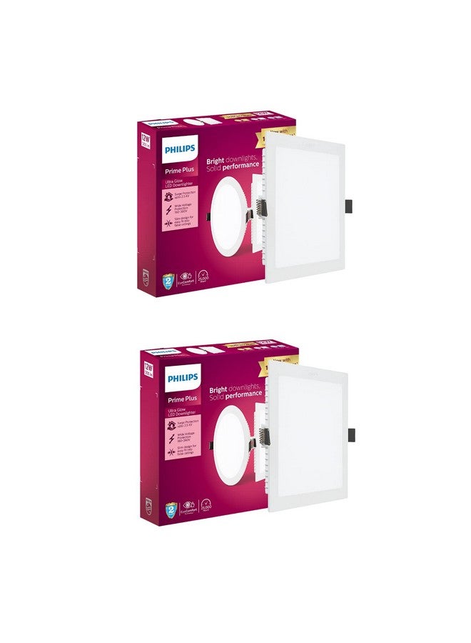 PHILIPS 12W Square AP Plus UltraGlow LED DL Recessed LED Panel Ceiling Light (Pack of 2,Warm White) - Image 1