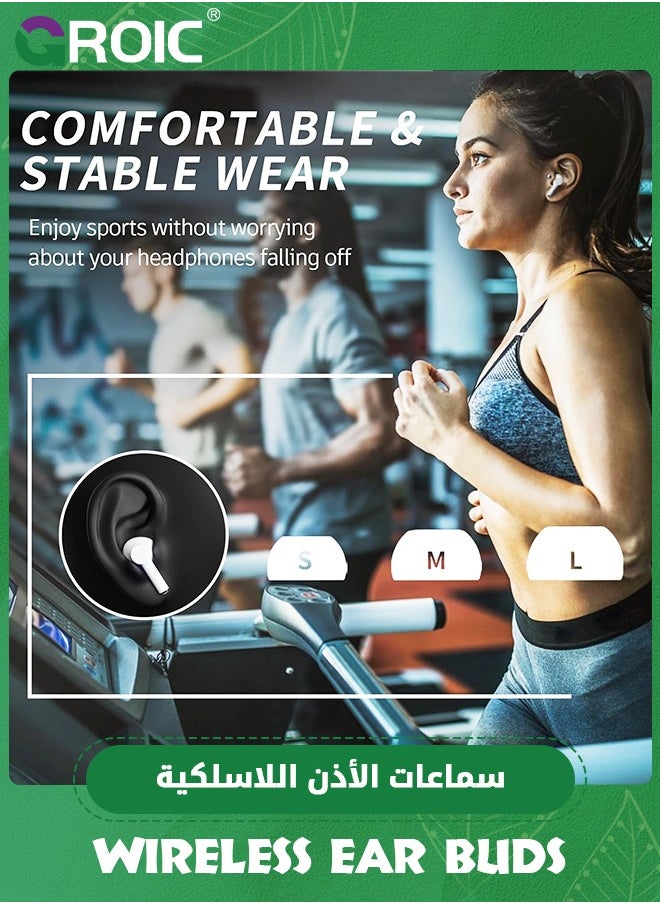 Wireless Ear Buds Bluetooth Earbuds, 60H Playtime LED Power Display, Bluetooth 5.3 Headphone with Mic, Noise Cancellation Stereo Sound, IPX5 Earphone for iPhone/Samsung/Android/iOS