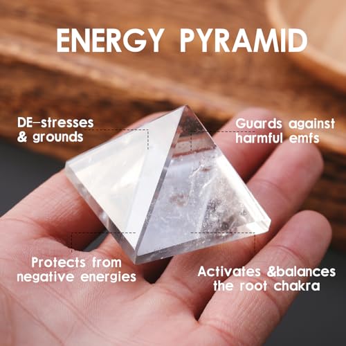 Runyangshi Natural Clear Quartz Crystal Pyramid Energy Generator | 1.6x1.6in (4x4cm) Healing Crystal Pyramid for Protection & Positive Energy | Natural Quartz for Chakra Reiki Home Decor - Image 4