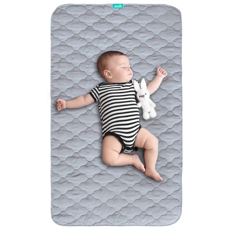 Biloban Waterproof Crib Mattress Protector Pad 28" x 52",Anti Slip & Durable Waterproof Pad Mat for Baby Standard Crib/Bed Pads Grey - Image 1