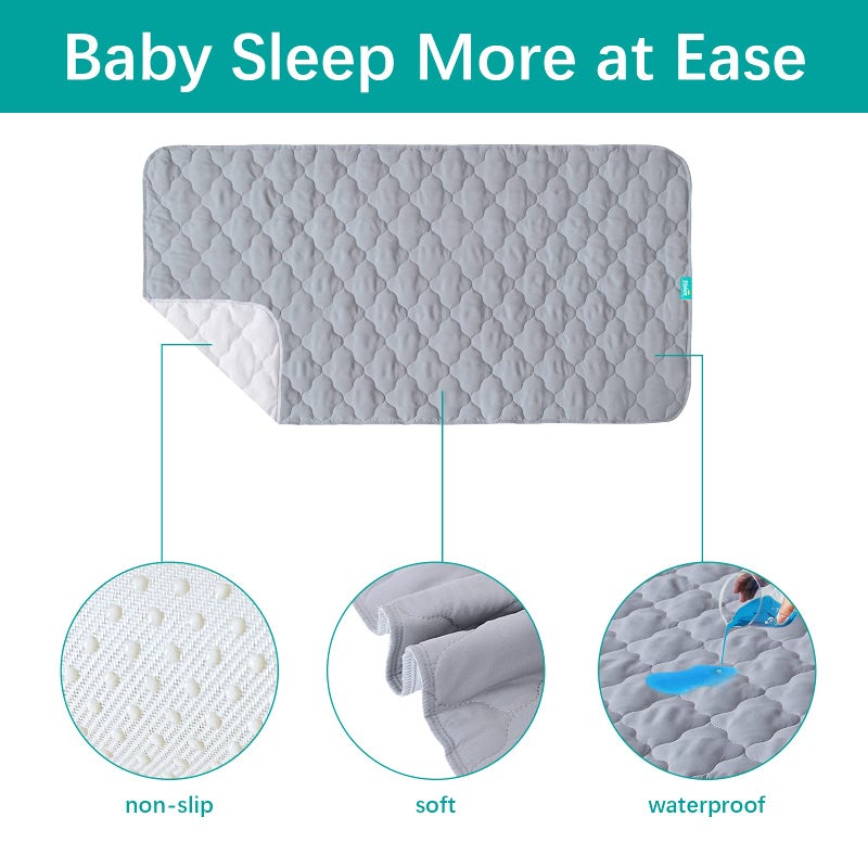 Biloban Waterproof Crib Mattress Protector Pad 28" x 52",Anti Slip & Durable Waterproof Pad Mat for Baby Standard Crib/Bed Pads Grey - Image 2