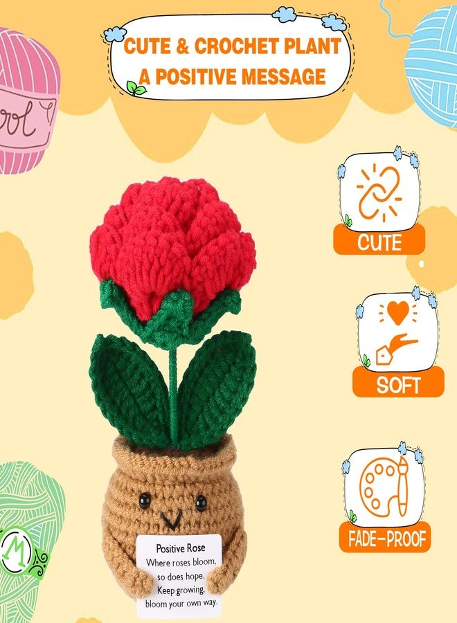 Rovyfota Mini Cute Positive Ross Doll Crochet Thank You Crochet Gift Teacher Appreciation Gift Christmas, Birthday Best Friend,Teacher, Sister, Mom Gifts (Rose) - Image 3