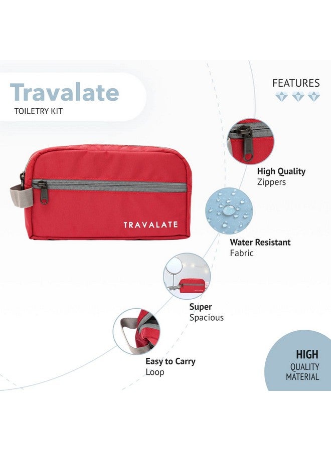 TRAVALATE Solid 9 Cms Cosmetic Pouch (L_TR1403_Red & Grey) - Image 3