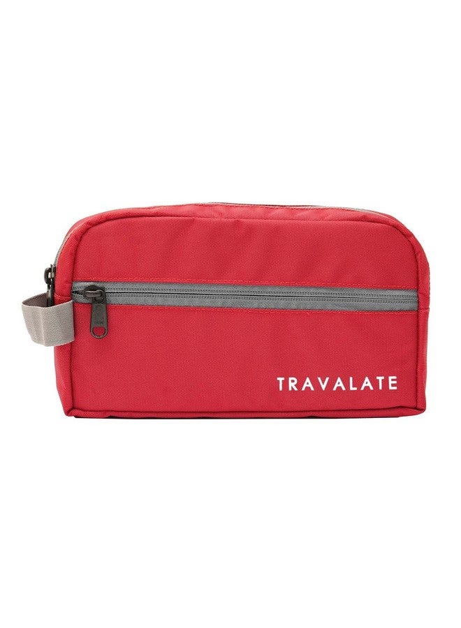 TRAVALATE Solid 9 Cms Cosmetic Pouch (L_TR1403_Red & Grey) - Image 1
