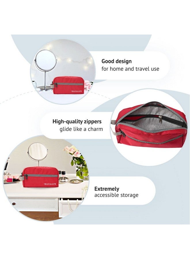 TRAVALATE Solid 9 Cms Cosmetic Pouch (L_TR1403_Red & Grey) - Image 4