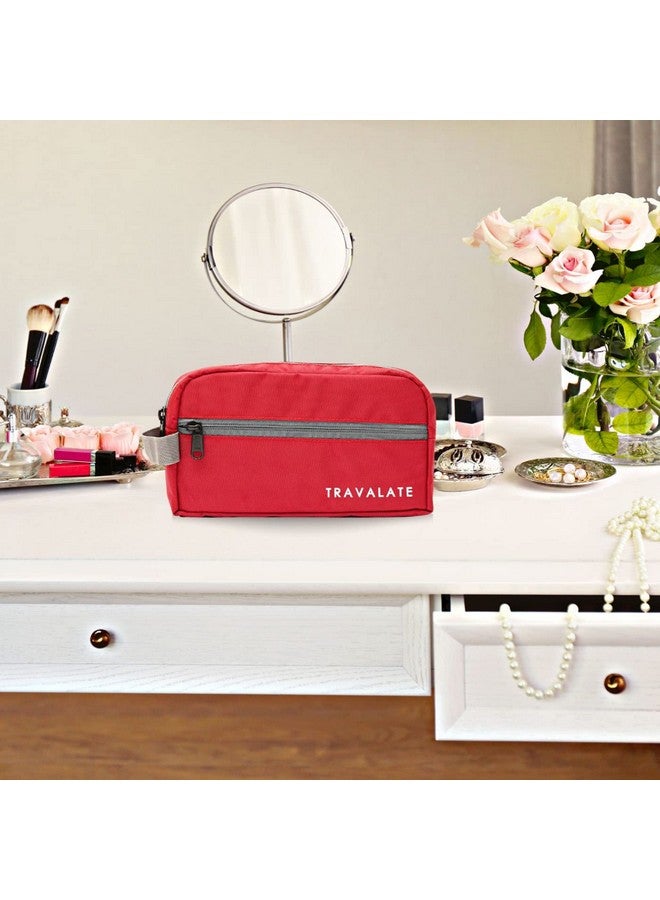 TRAVALATE Solid 9 Cms Cosmetic Pouch (L_TR1403_Red & Grey) - Image 5