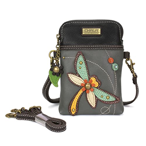 CHALA Crossbody Cell Phone Purse-Women Canvas Multicolor Handbag with Adjustable Strap - Special Edition - Dragonfly - gray - Image 2