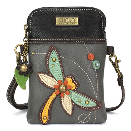 CHALA Crossbody Cell Phone Purse-Women Canvas Multicolor Handbag with Adjustable Strap - Special Edition - Dragonfly - gray - Image 1