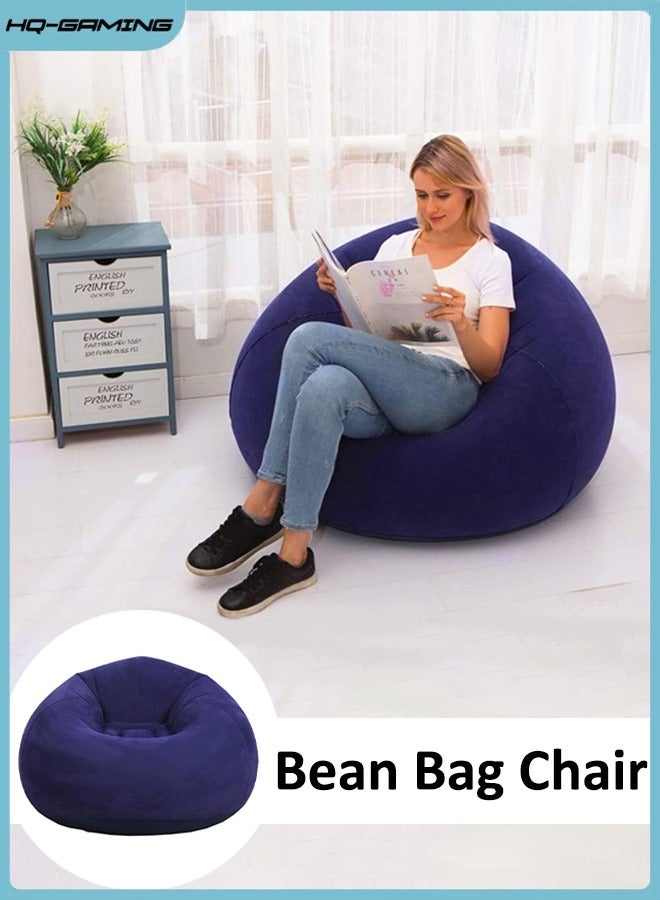Generic Bean Bag Chair, Foldable Flocking Inflatable Sofa, Outdoor Living Room Ultra Soft Lazy Sofa Couch Bean Bag Chair for Kids and Adults (Blue)  - Image 1