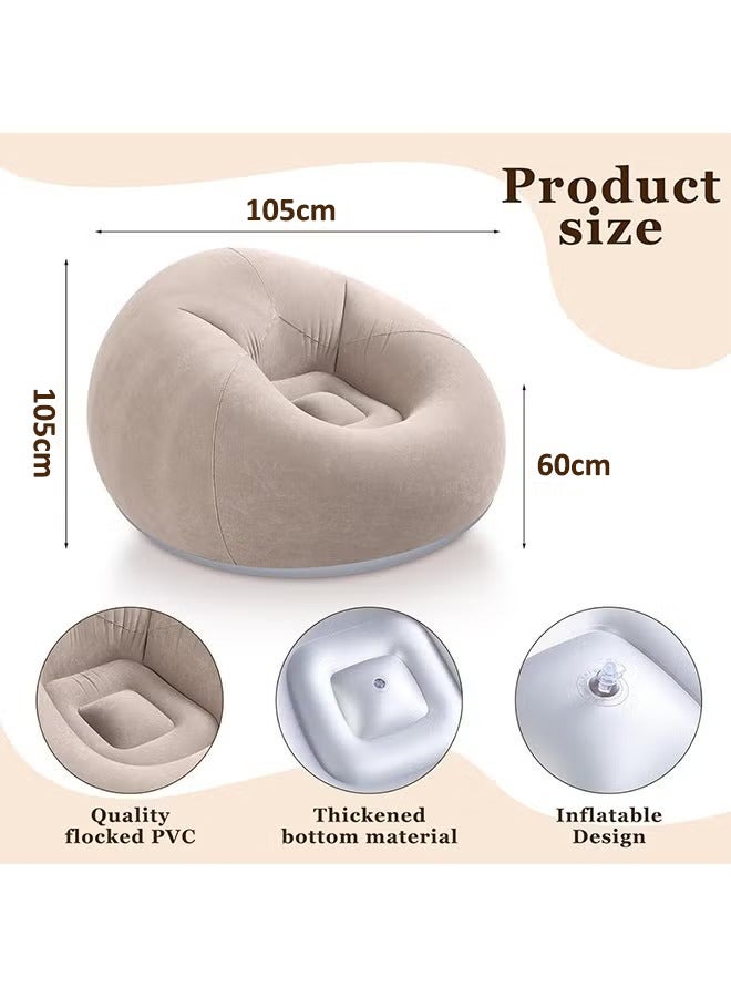 Generic Bean Bag Chair, Foldable Flocking Inflatable Sofa, Outdoor Living Room Ultra Soft Lazy Sofa Couch Bean Bag Chair for Kids and Adults (Blue)  - Image 2