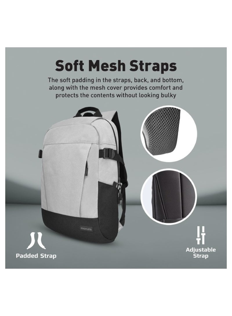 PROMATE Premium Comfortable 15.6 Inch Laptop Backpack With Secure Zippers, Side Pockets, Padded Straps And Lightweight Design For Macbook Pro, Macbook Air, Ipad Air, Dell Xps 13, Birger.Grey Grey - Image 5
