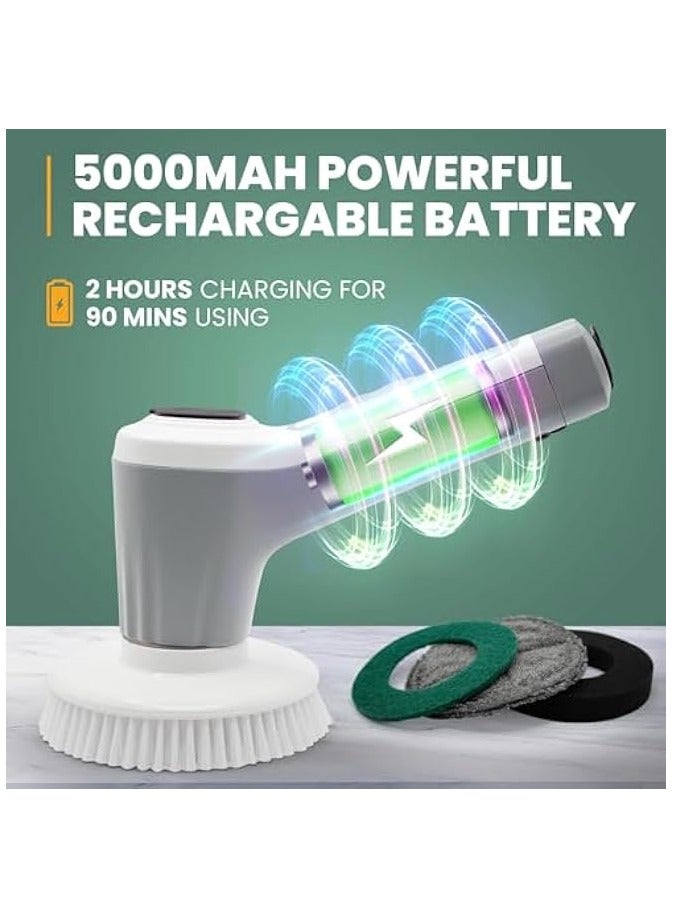 erorex Electric Spin Scrubber Cleaning Brush with 6 Replaceable Brush Heads, Rechargeable Cordless Power Scrubber with Auto Detergent Dispenser with 2 Adjustable Mode for Kitchen, Kitchen, Bathroom, Bathtub - Image 3