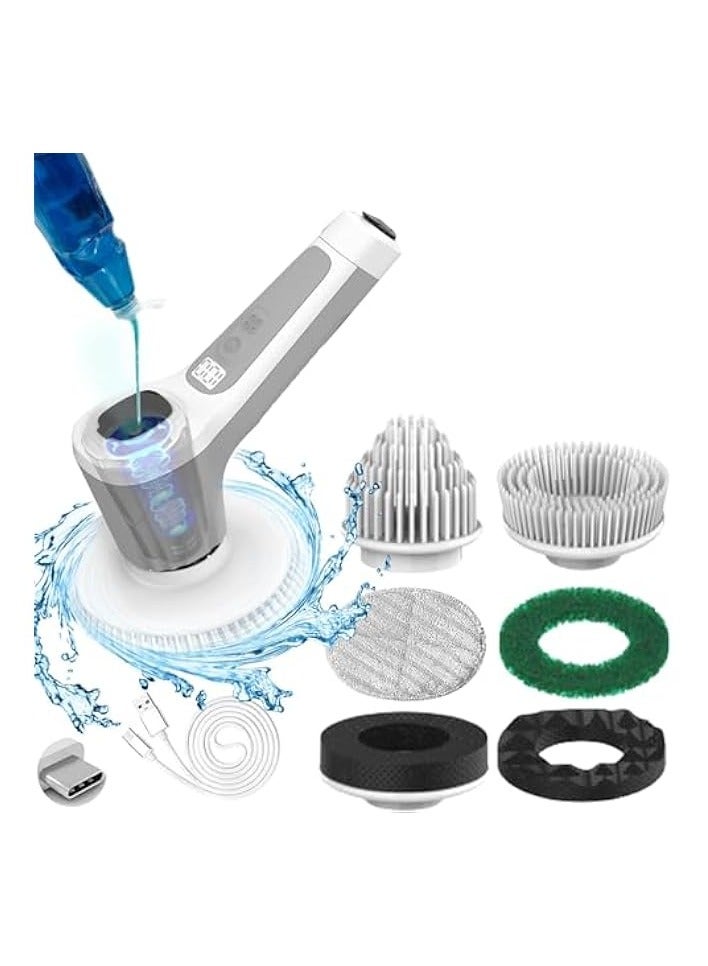 erorex Electric Spin Scrubber Cleaning Brush with 6 Replaceable Brush Heads, Rechargeable Cordless Power Scrubber with Auto Detergent Dispenser with 2 Adjustable Mode for Kitchen, Kitchen, Bathroom, Bathtub - Image 1