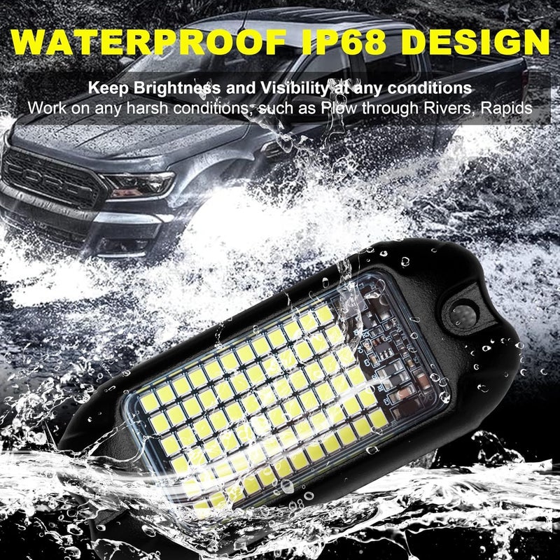 Nicoko 4Pods Pure White 72 LEDs SMD Chips 72w High Power Rock Lights Super Bright White Offroad Car Boat Underglow Lights IP68 Waterproof for Truck SUV UTV ATV RZR - Image 4