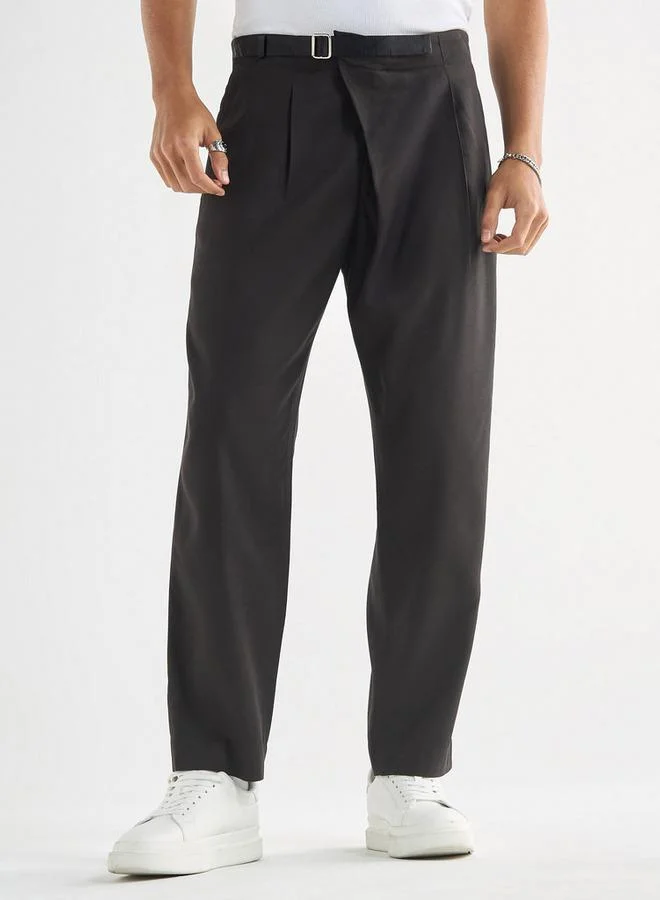 Splash FAV Solid Relaxed Fit Trousers with Flexi Waist and Pockets