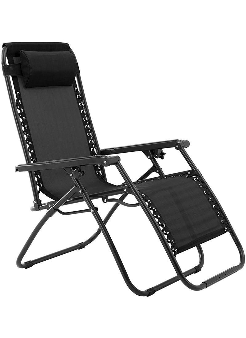 ginoya brothers ginoya brothers Garden Chair Sun Lounger Reclining Chair with Headrest Zero Gravity Recliner Chairs Foldable Leisure Chair for Outdoor Camping Beach Patio Charcoal Black  - Image 1