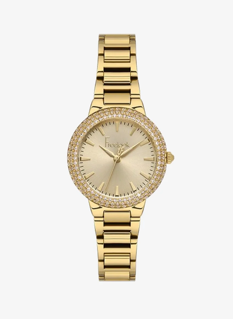 Freelook Paris Freelook - Charmant Women's Watch | Steel Case | Stainless Steel Band | Gold & Round Dial | Analog | Japanese Quartz | Mineral Glass | Premium Luxury Watch | Ideal Gift | Water Resistant 50 Meters