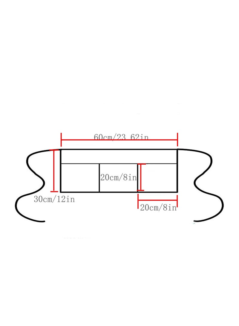 Half Short Server Waitress Waist Apron with 3 Pockets for Chef Bartender Baker Craftsmen(60X30CM)  - Image 2