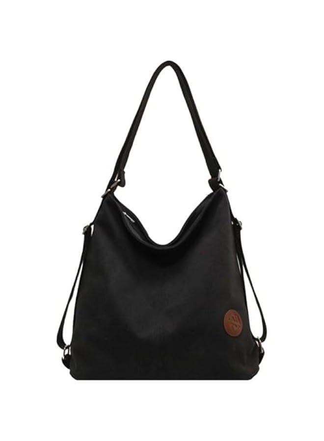 Women's canvas bag new fashion large capacity commuting shoulder messenger backpack student class tote bag - Image 1