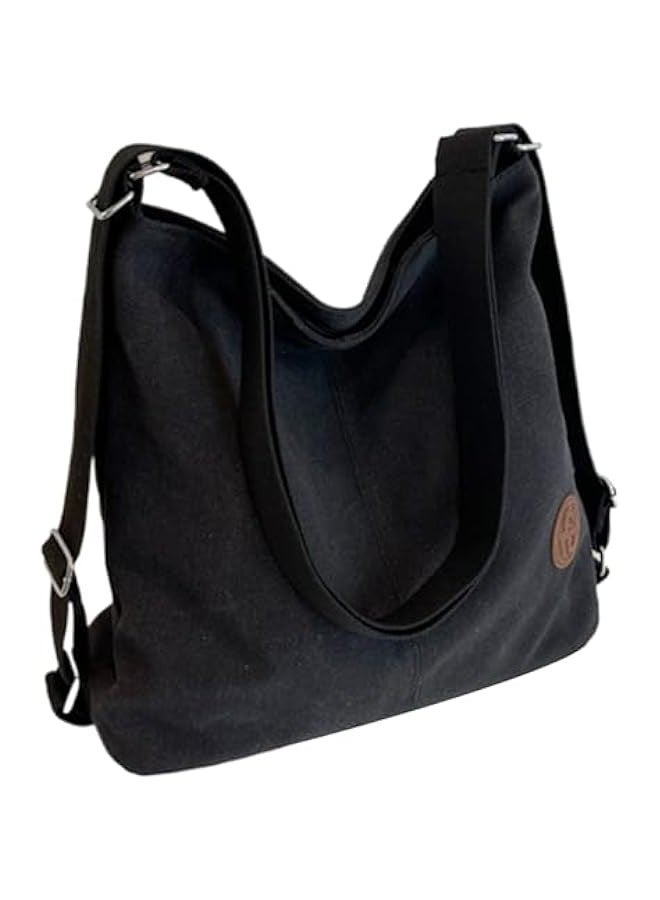 Women's canvas bag new fashion large capacity commuting shoulder messenger backpack student class tote bag - Image 2